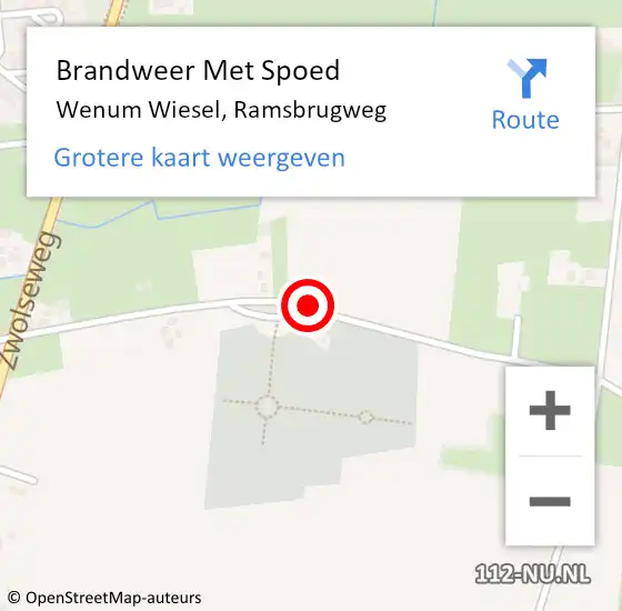 Locatie op kaart van de 112 melding: Brandweer Met Spoed Naar Wenum Wiesel, Ramsbrugweg op 14 maart 2014 08:00