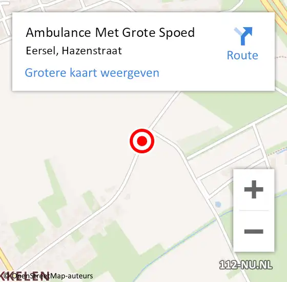 Locatie op kaart van de 112 melding: Ambulance Met Grote Spoed Naar Eersel, Hazenstraat op 9 november 2018 11:52