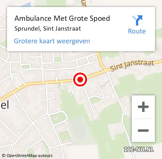 Locatie op kaart van de 112 melding: Ambulance Met Grote Spoed Naar Sprundel, Sint Janstraat op 9 november 2018 13:06