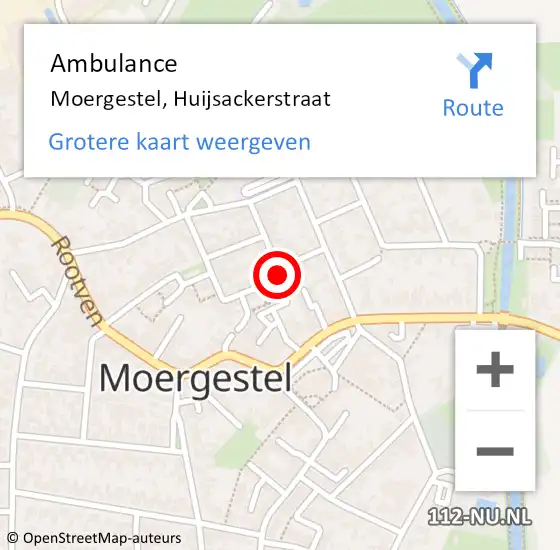 Locatie op kaart van de 112 melding: Ambulance Moergestel, Huijsackerstraat op 9 november 2018 15:26