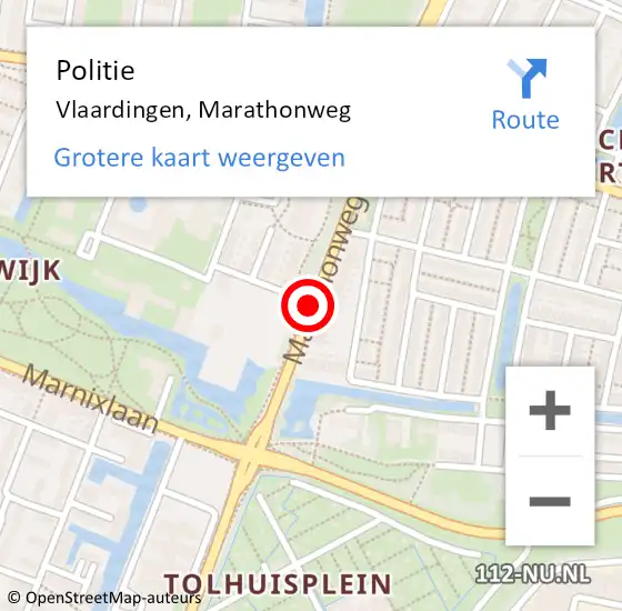 Locatie op kaart van de 112 melding: Politie Vlaardingen, Marathonweg op 9 november 2018 15:37