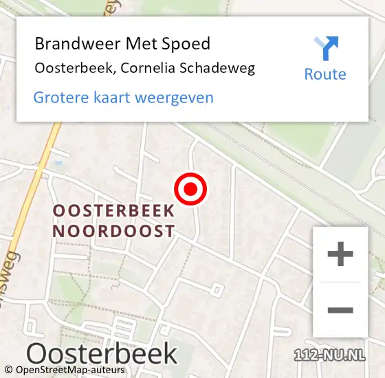 Locatie op kaart van de 112 melding: Brandweer Met Spoed Naar Oosterbeek, Cornelia Schadeweg op 9 november 2018 16:28