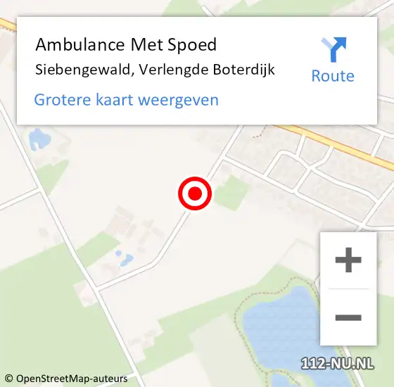 Locatie op kaart van de 112 melding: Ambulance Met Spoed Naar Siebengewald, Verlengde Boterdijk op 9 november 2018 17:40