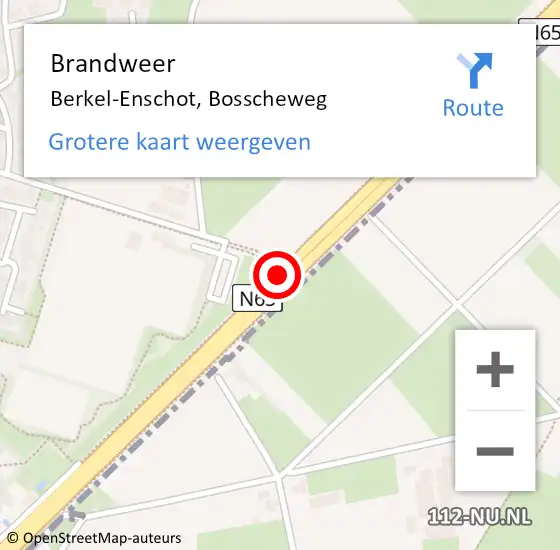Locatie op kaart van de 112 melding: Brandweer Berkel-Enschot, Bosscheweg op 9 november 2018 17:41