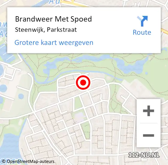 Locatie op kaart van de 112 melding: Brandweer Met Spoed Naar Steenwijk, Parkstraat op 9 november 2018 17:52