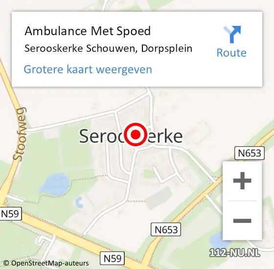 Locatie op kaart van de 112 melding: Ambulance Met Spoed Naar Serooskerke Schouwen, Dorpsplein op 9 november 2018 21:46