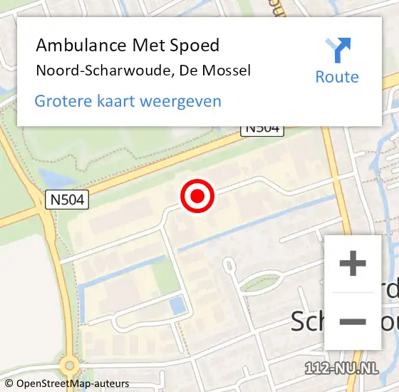 Locatie op kaart van de 112 melding: Ambulance Met Spoed Naar Noord-Scharwoude, De Mossel op 10 november 2018 11:31