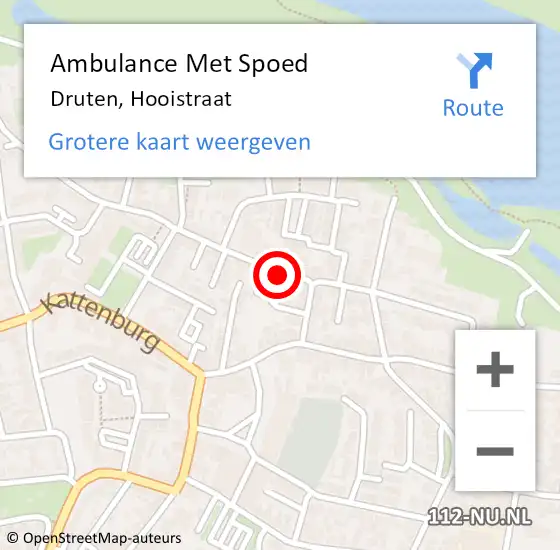 Locatie op kaart van de 112 melding: Ambulance Met Spoed Naar Druten, Hooistraat op 10 november 2018 14:20