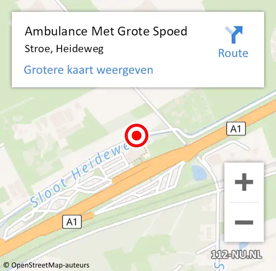 Locatie op kaart van de 112 melding: Ambulance Met Grote Spoed Naar Stroe, Heideweg op 10 november 2018 22:59