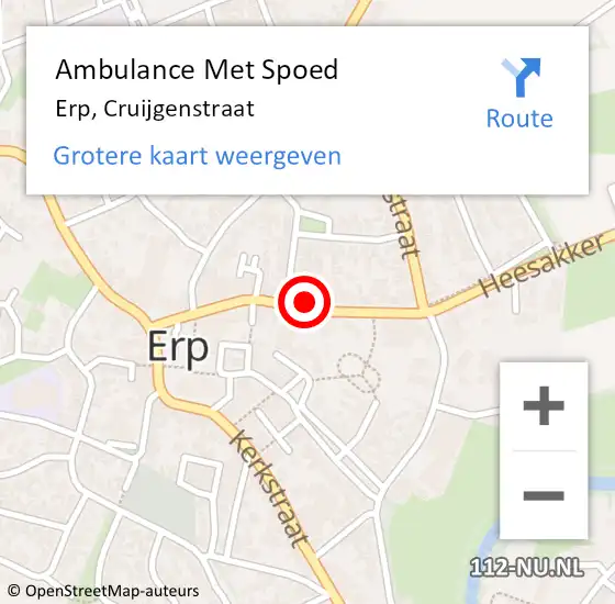 Locatie op kaart van de 112 melding: Ambulance Met Spoed Naar Erp, Cruijgenstraat op 11 november 2018 01:00