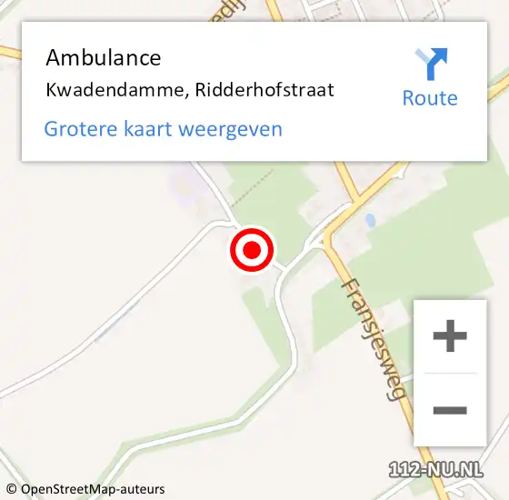 Locatie op kaart van de 112 melding: Ambulance Kwadendamme, Ridderhofstraat op 11 november 2018 05:16