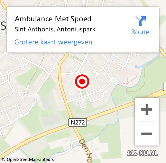 Locatie op kaart van de 112 melding: Ambulance Met Spoed Naar Sint Anthonis, Antoniuspark op 11 november 2018 08:30
