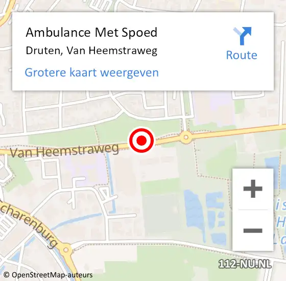 Locatie op kaart van de 112 melding: Ambulance Met Spoed Naar Druten, Van Heemstraweg op 11 november 2018 10:27