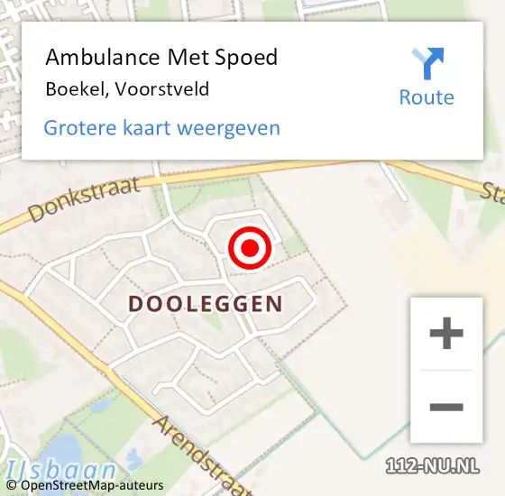 Locatie op kaart van de 112 melding: Ambulance Met Spoed Naar Boekel, Voorstveld op 11 november 2018 11:14
