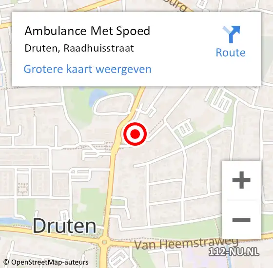 Locatie op kaart van de 112 melding: Ambulance Met Spoed Naar Druten, Raadhuisstraat op 11 november 2018 11:30
