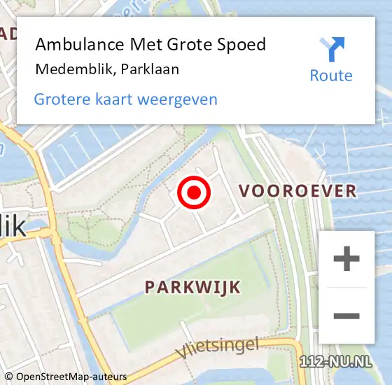 Locatie op kaart van de 112 melding: Ambulance Met Grote Spoed Naar Medemblik, Parklaan op 11 november 2018 12:39
