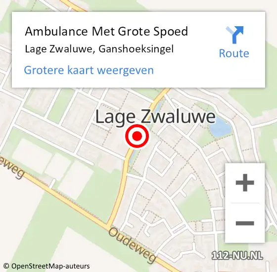 Locatie op kaart van de 112 melding: Ambulance Met Grote Spoed Naar Lage Zwaluwe, Ganshoeksingel op 11 november 2018 12:41