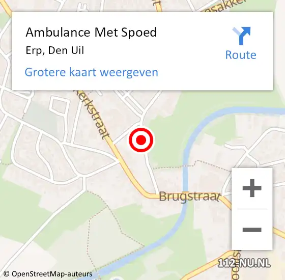 Locatie op kaart van de 112 melding: Ambulance Met Spoed Naar Erp, Den Uil op 11 november 2018 13:17