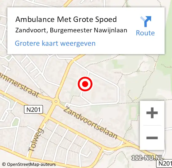 Locatie op kaart van de 112 melding: Ambulance Met Grote Spoed Naar Zandvoort, Burgemeester Nawijnlaan op 11 november 2018 16:12