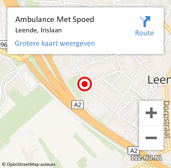 Locatie op kaart van de 112 melding: Ambulance Met Spoed Naar Leende, Irislaan op 11 november 2018 20:51