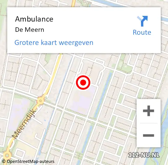Locatie op kaart van de 112 melding: Ambulance De Meern op 12 november 2018 00:43