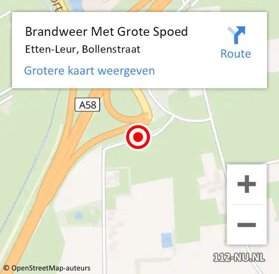 Locatie op kaart van de 112 melding: Brandweer Met Grote Spoed Naar Etten-Leur, Bollenstraat op 12 november 2018 08:26