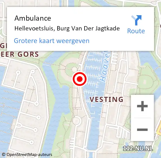 Locatie op kaart van de 112 melding: Ambulance Hellevoetsluis, Burg Van Der Jagtkade op 12 november 2018 09:14