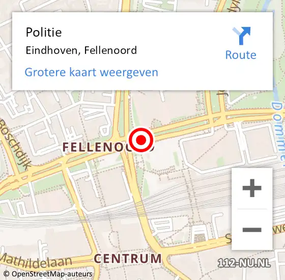 Locatie op kaart van de 112 melding: Politie Eindhoven, Fellenoord op 12 november 2018 11:31