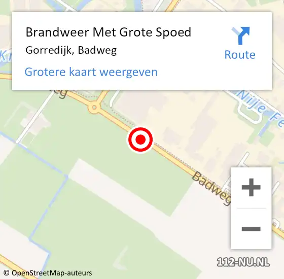 Locatie op kaart van de 112 melding: Brandweer Met Grote Spoed Naar Gorredijk, Badweg op 12 november 2018 12:59