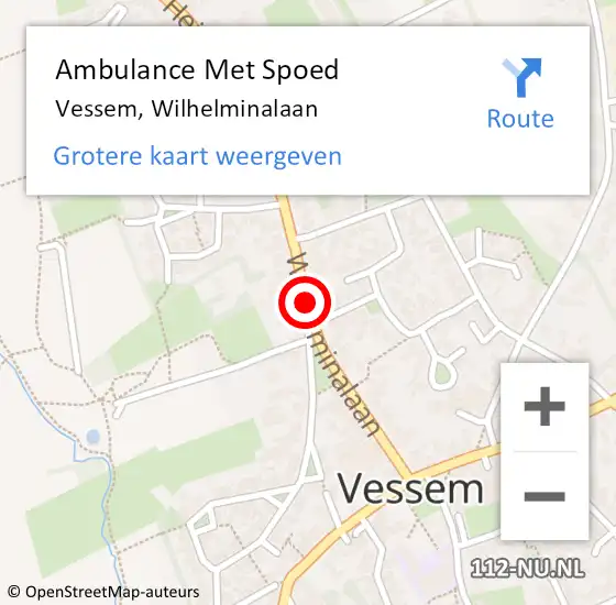Locatie op kaart van de 112 melding: Ambulance Met Spoed Naar Vessem, Wilhelminalaan op 12 november 2018 14:14