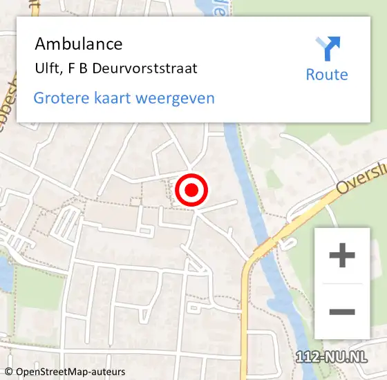 Locatie op kaart van de 112 melding: Ambulance Ulft, F B Deurvorststraat op 12 november 2018 16:06