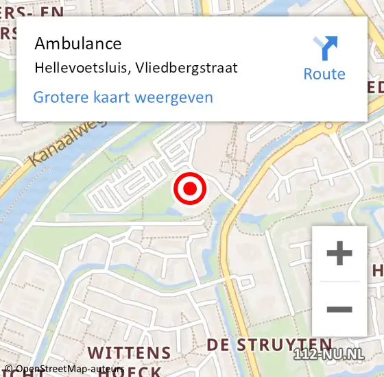 Locatie op kaart van de 112 melding: Ambulance Hellevoetsluis, Vliedbergstraat op 12 november 2018 16:59