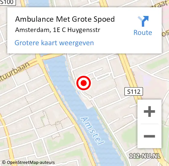 Locatie op kaart van de 112 melding: Ambulance Met Grote Spoed Naar Amsterdam, 1e C Huygensstr op 12 november 2018 18:52