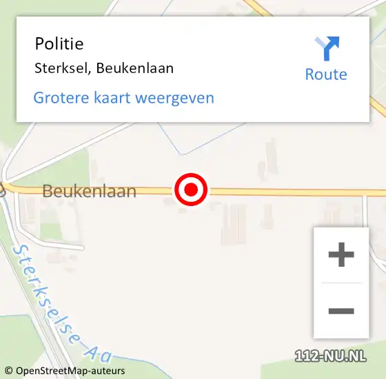 Locatie op kaart van de 112 melding: Politie Sterksel, Beukenlaan op 12 november 2018 19:53