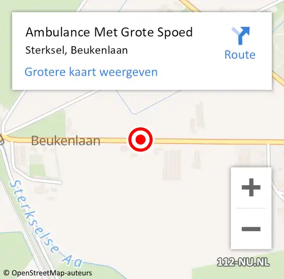 Locatie op kaart van de 112 melding: Ambulance Met Grote Spoed Naar Sterksel, Beukenlaan op 12 november 2018 19:54