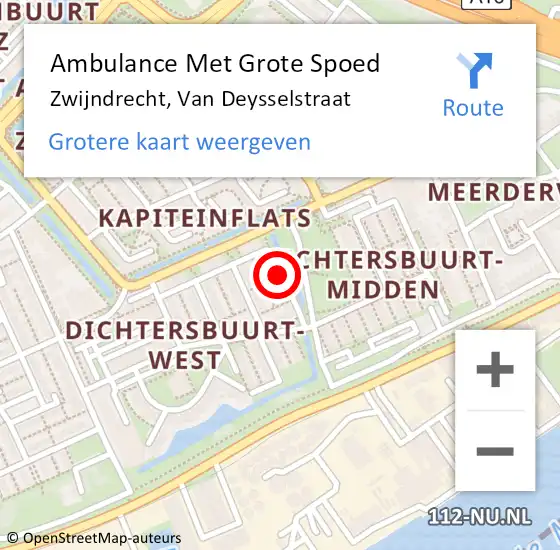 Locatie op kaart van de 112 melding: Ambulance Met Grote Spoed Naar Zwijndrecht, Van Deysselstraat op 12 november 2018 19:59