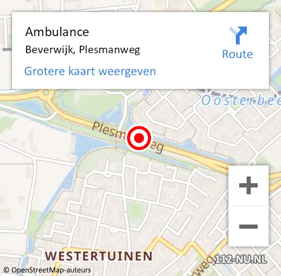 Locatie op kaart van de 112 melding: Ambulance Beverwijk, Plesmanweg op 12 november 2018 22:00