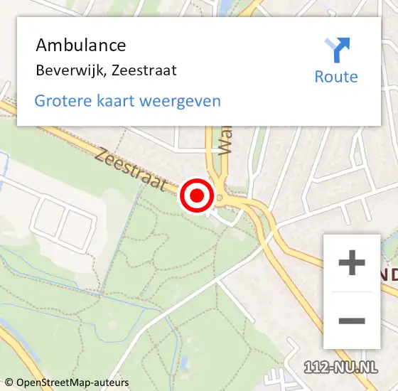 Locatie op kaart van de 112 melding: Ambulance Beverwijk, Zeestraat op 12 november 2018 23:03