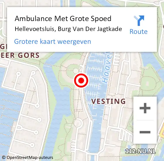 Locatie op kaart van de 112 melding: Ambulance Met Grote Spoed Naar Hellevoetsluis, Burg Van Der Jagtkade op 13 november 2018 01:08