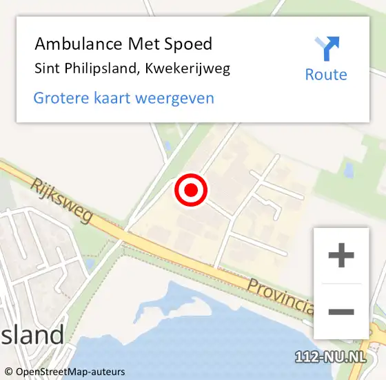 Locatie op kaart van de 112 melding: Ambulance Met Spoed Naar Sint Philipsland, Kwekerijweg op 13 november 2018 06:20
