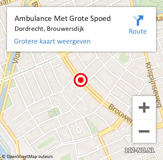 Locatie op kaart van de 112 melding: Ambulance Met Grote Spoed Naar Dordrecht, Brouwersdijk op 13 november 2018 08:22