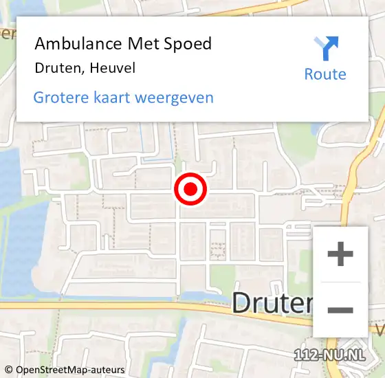 Locatie op kaart van de 112 melding: Ambulance Met Spoed Naar Druten, Heuvel op 13 november 2018 09:29