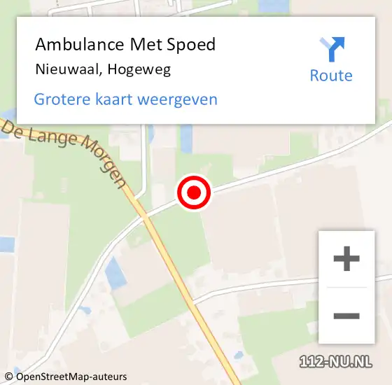 Locatie op kaart van de 112 melding: Ambulance Met Spoed Naar Nieuwaal, Hogeweg op 13 november 2018 12:24