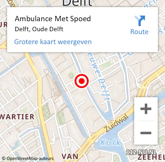 Locatie op kaart van de 112 melding: Ambulance Met Spoed Naar Delft, Oude Delft op 13 november 2018 14:32