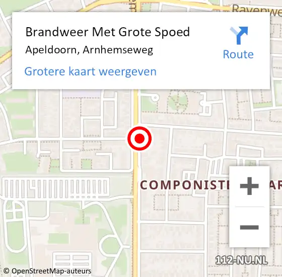 Locatie op kaart van de 112 melding: Brandweer Met Grote Spoed Naar Apeldoorn, Arnhemseweg op 13 november 2018 16:06
