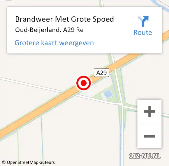 Locatie op kaart van de 112 melding: Brandweer Met Grote Spoed Naar Oud-Beijerland, A29 Re op 13 november 2018 16:14