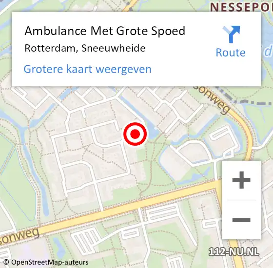 Locatie op kaart van de 112 melding: Ambulance Met Grote Spoed Naar Rotterdam, Sneeuwheide op 13 november 2018 17:22
