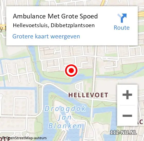 Locatie op kaart van de 112 melding: Ambulance Met Grote Spoed Naar Hellevoetsluis, Dibbetzplantsoen op 13 november 2018 18:07