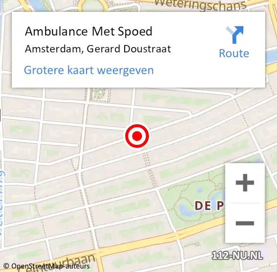 Locatie op kaart van de 112 melding: Ambulance Met Spoed Naar Amsterdam, Gerard Douplein op 13 november 2018 21:17