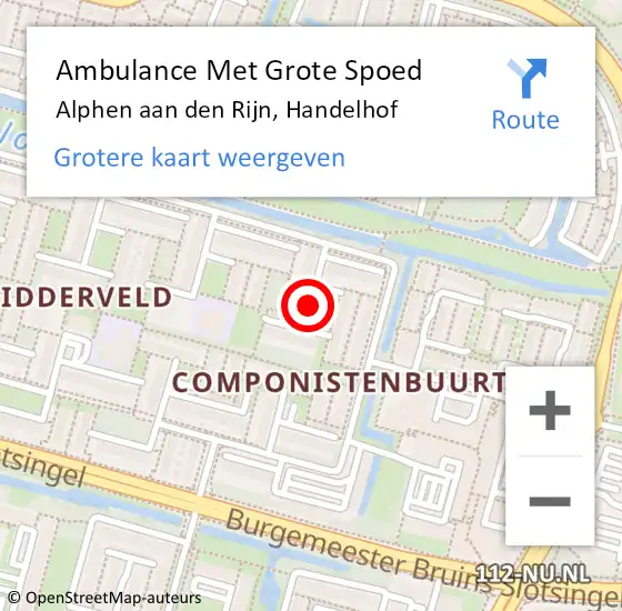 Locatie op kaart van de 112 melding: Ambulance Met Grote Spoed Naar Alphen aan den Rijn, Handelhof op 13 november 2018 22:03